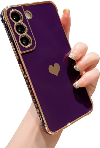 Miniatura 19 de phylla Funda de teléfono compatible con Samsung Galaxy A12 de 6.5 pulgadas, lindo corazón chapado en oro, elegante funda de lujo para mujer