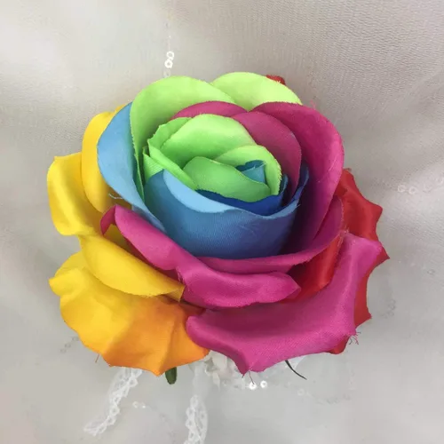 Miniatura 2 de Ramo de flores de rosa arcoíris de seda ramillete de muñeca
