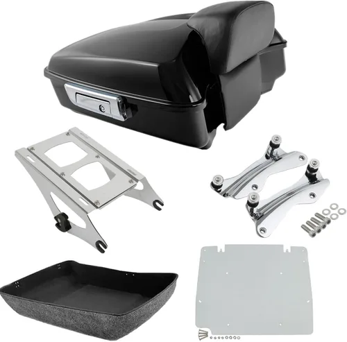 Miniatura 19 de TCMT Pestillos Negros de 10.7" para Maletero Cortado, Almohadilla de Respaldo, Luz Trasera LED con Señal de Giro Compatible con Harley Touring