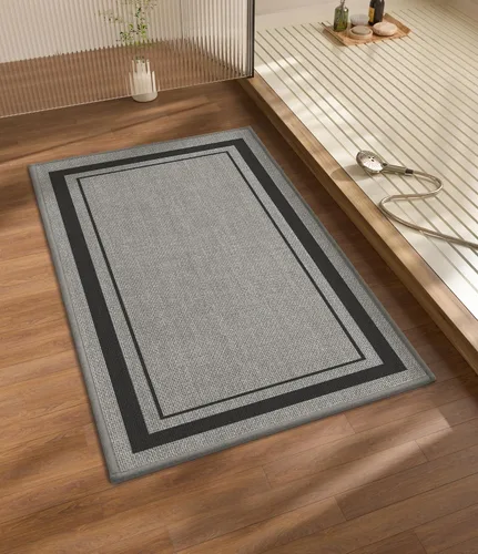 Miniatura 65 de chakme Juego de 2 alfombras de baño ultrafinas, absorbentes, antideslizantes, lavables a máquina, color beige oscuro, 17 x 24 pulgadas + tapete
