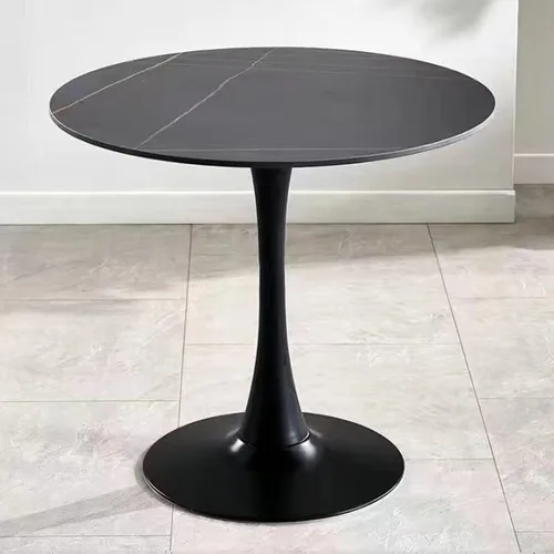 Miniatura 10 de HM&DX Mesa de comedor redonda con parte superior de mármol sintético y base de pedestal, moderna mesa de ocio para bar, mesa auxiliar de espacio