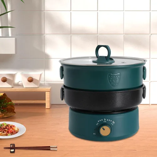 Miniatura 4 de Olla eléctrica portátil – Olla caliente antiadherente 2 en 1 y parrilla, control de 8 temperaturas, acero inoxidable 304, diseño dividido