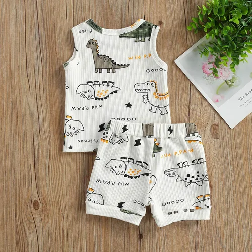 Miniatura 6 de CIYCUIT Conjunto de 2 piezas de ropa de verano para bebé, ropa de playa, sin mangas, pantalones cortos