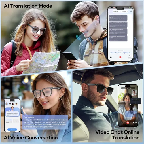 Miniatura 3 de PAXA S7Ultra - Lentes inteligentes AI con lentes fotocromáticos y traducción de 144 idiomas, lentes de sol polarizados Bluetooth 6.0 con altavoz