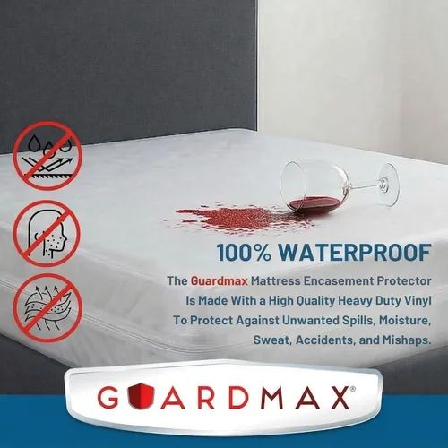 Miniatura 4 de Guardmax Funda de Colchón de Vinilo Resistente con Cremallera Tamaño Queen - Protector de Colchón Impermeable y Transpirable - Ropa de Cama