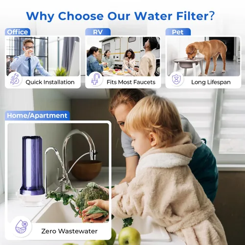 Miniatura 6 de iSpring CKC1C-PF - Filtro de agua para encimera de 2.5 x 10 pulgadas, filtro probado por SGS, reduce PFAS, cloro y olores, fácil instalación, se