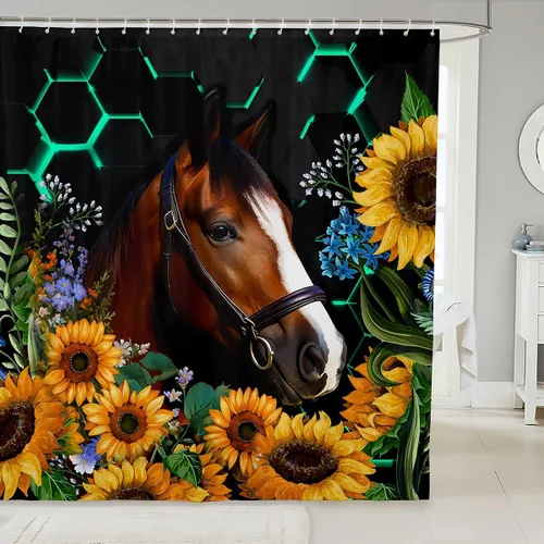 Miniatura 14 de Manfei Musical Shower Curtains Retro Musical Notes Print Bathroom Curtains for Kids Boys Girls Room Decor, Music Theme Waterproof Bath Curtains with