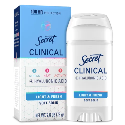 Secret Clinical Strength - Desodorante antitranspirante para mujer, protección contra el sudor y el olor, protección 3X contra el estrés con ácido