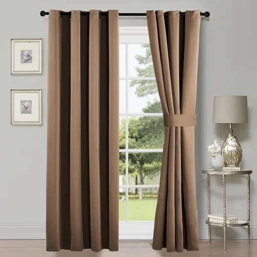 Miniatura 18 de HESTIN Juego de cortinas opacas de 4 piezas (incluye 2 paneles y 2 alzapaños), cortinas opacas con aislamiento térmico sólido con ojales