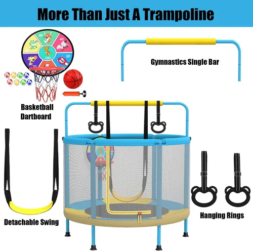 Miniatura 2 de Trampolín de 60 pulgadas para niños, mini trampolín 6 en 1 de 5 pies para interiores y exteriores, juguetes de Navidad, regalos de cumpleaños