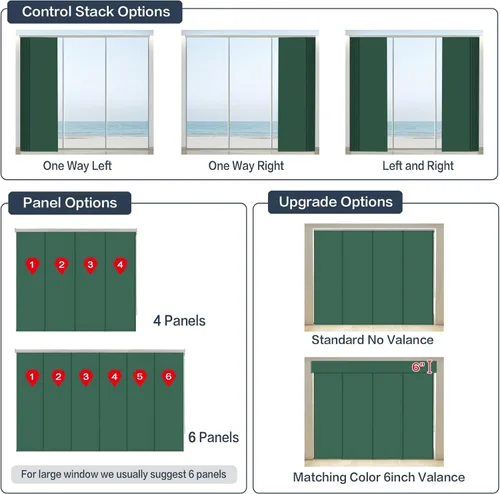 Miniatura 4 de Persiana de Panel Deslizante sin Cordón con Bloqueo Total, Persiana Vertical con Riel de 4 o 6 Rieles para Ventana Corrediza y Puerta de Patio, Gris