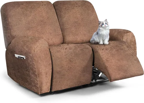 Miniatura 52 de ANARACHON Fundas para sillas reclinables con aspecto de cuero, funda elástica de 4 piezas, funda suave para silla reclinable, protector de muebles