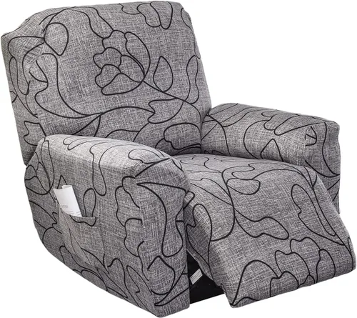Miniatura 15 de KRFOONN Fundas elásticas para sillón reclinable con estampado, fundas para sillas reclinables de 4 piezas, fundas para sillón reclinable Lazy Boy