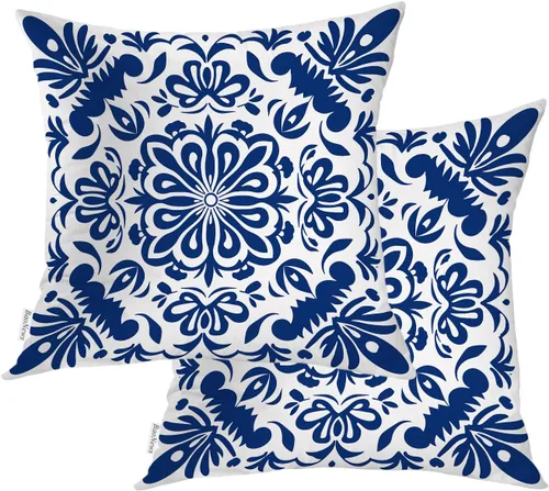 Miniatura 22 de Geometric Patterns Throw Pillow Covers, Black and White Designs Cushion Cases Digital Blended Hidden Zipperl Decorative Pillow Covers Square 16X16