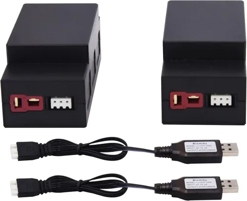 Miniatura 5 de Blomiky Batería recargable Lipo de 7.4V 2S 1000mAh 7.4Wh y reemplazo de cable USB para camiones H16 H16BM H16PL H16DR RC / H16