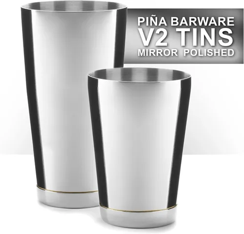 Miniatura 3 de Set de Coctelera Boston de Acero Inoxidable Piña Barware para Bar Comercial - 800 ml y 500 ml / Acabado Cepillo (V2-1 Par)
