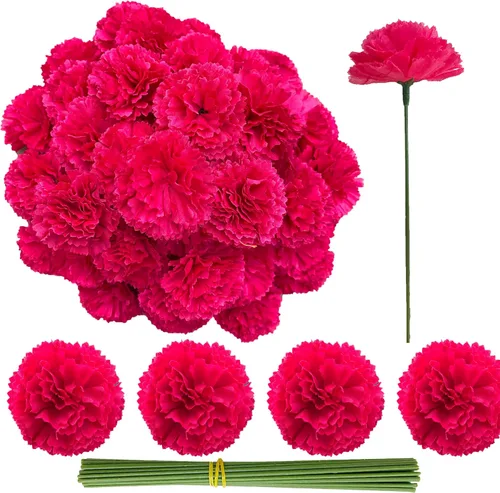 Miniatura 14 de Cabezas de flores de caléndula a granel, 50 unidades, flores artificiales de caléndula de seda para decoración del hogar, Diwali, corona