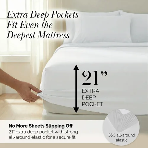 Miniatura 287 de Southshore Fine Living, Inc. Juego de 7 piezas de sábanas King divididas para cama ajustable, juego de sábanas King divididas con bolsillo de 21