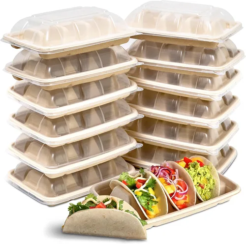Miniatura 10 de 24 soportes desechables para tacos para fiestas, platos de tacos de papel prémium con 3 divisores, bandeja para tacos de fiesta para el martes