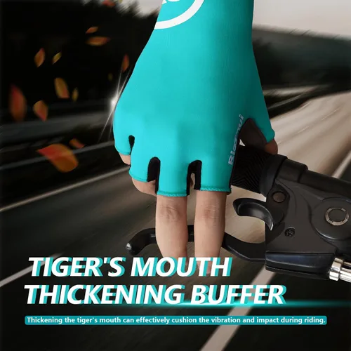 Miniatura 2 de Guantes de ciclismo para hombres y mujeres, guantes de ciclismo sin dedos, antideslizantes, 0.197 in, acolchados, absorben los golpes, transpirables