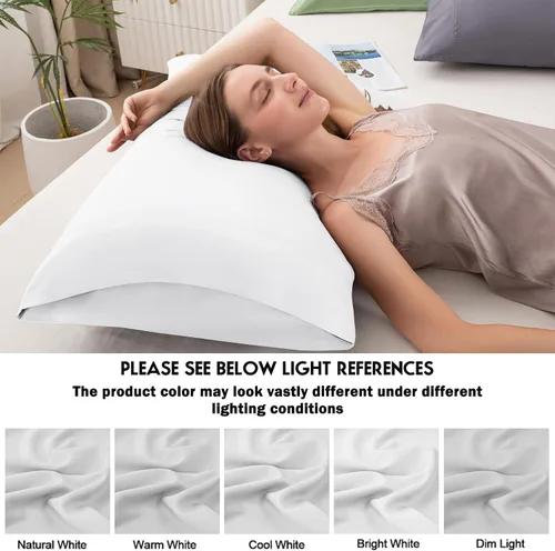 Miniatura 6 de Paquete de 2 fundas de almohada de viscosa refrescante de bambú con cierre de sobre, funda de almohada fresca y transpirable para personas que