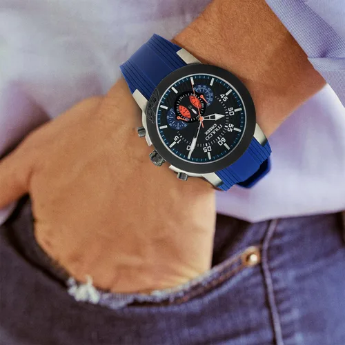 Miniatura 49 de MULCO Relojes para hombre - Creek, caja de acero inoxidable con correa de silicona para la muñeca, movimiento multifuncional de cuarzo, pantalla