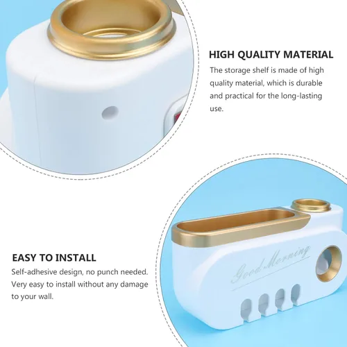 Miniatura 5 de Cabilock Estantes montados en la pared, soportes para cepillos de dientes, estante organizador de baño, estante para pasta de dientes, champú