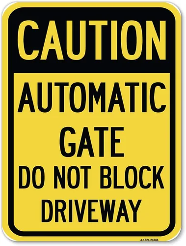 Miniatura 2 de Precaución, puerta automática, no bloquee la entrada Señal de estacionamiento de aluminio de calibre pesado a prueba de óxido de 12 x 18 pulgadas
