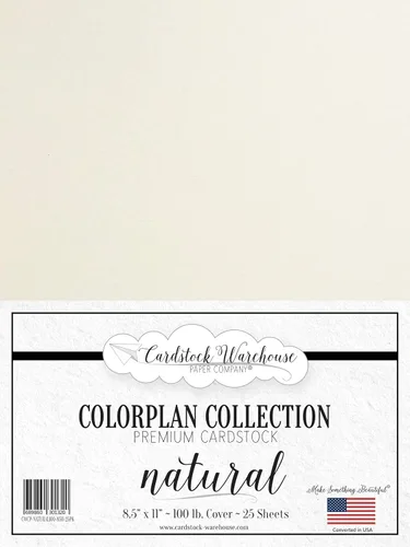 Cardstock Warehouse Colorplan Natural Cream - 8.5 x 11 pulgadas - 100 libras / 9.52 oz/m² de papel de cartulina mate premium - 25 hojas