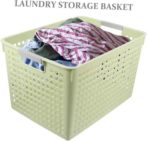 Miniatura 6 de Cesta de lavandería de plástico de gran capacidad, asa organizadora de ropa sucia y artículos diversos, para uso en casa, oficina o escuela