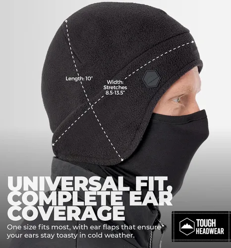 Miniatura 6 de Tough Headwear Skull Cap with Mask Men, Winter Running Gear, Motorcycle Winter Gear, Helmet Liners, Ski Hat, Thermal Beanie