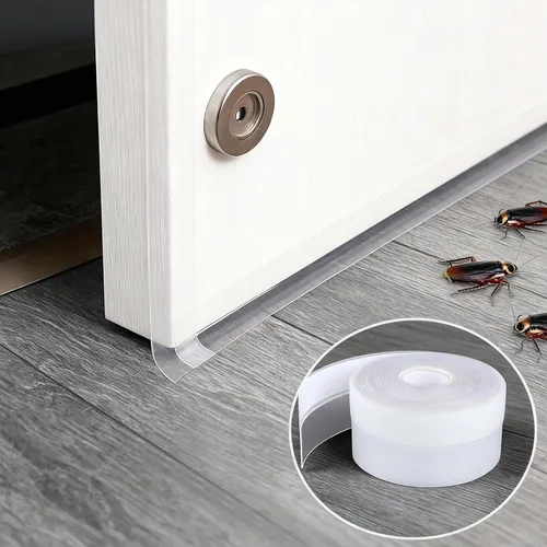 Miniatura 10 de Dstorelhp Burletes mejorados, tapón de puerta sin residuos, tira de sellado de silicona para puertas, ventanas y ducha, transparente, 16.4 pies