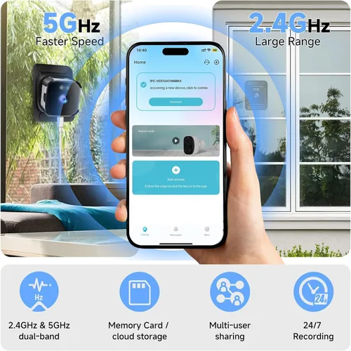 Miniatura 3 de Cámara de seguridad de ventana 4K para el hogar: Cámara de ventana WiFi de 2.4 GHz y 5 GHz con visión nocturna a color de doble luz - Cámara
