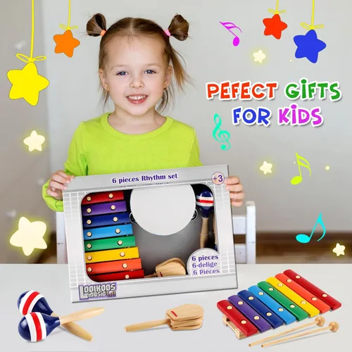 Miniatura 4 de LOOIKOOS Instrumentos Musicales para Niños Juguetes Montessori de Madera para Niños Pequeños, Conjunto de Instrumentos de Percusión para Niños