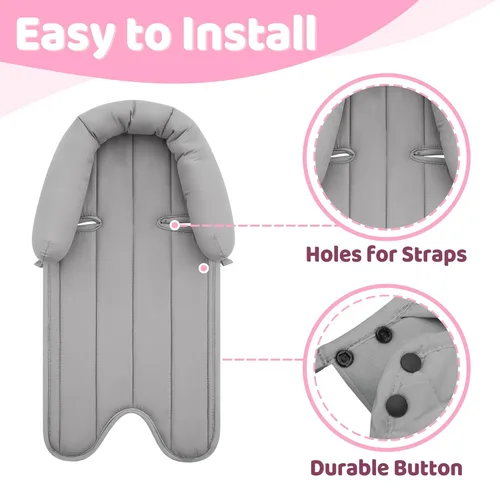 Miniatura 5 de Pro Goleem Soporte para la cabeza del asiento de coche para bebé, suave inserto para asiento de coche infantil, soporte para la cabeza del asiento