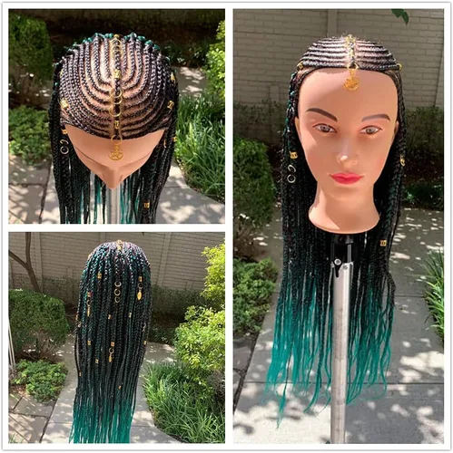 Miniatura 6 de Hairingrid Cabeza de maniquí de 26 a 28 pulgadas, para entrenamiento de peinado, cosmetología, cabeza de muñeca, pelo de fibra sintética y soporte