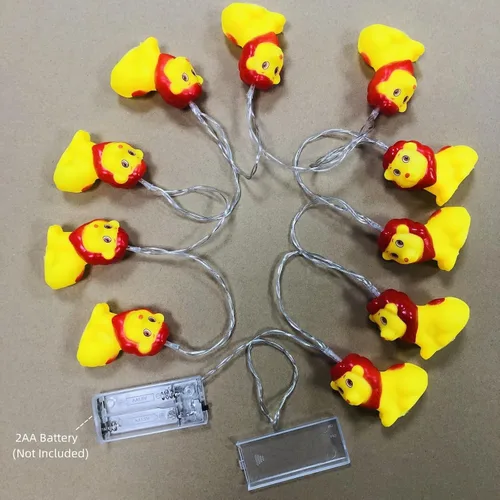 Miniatura 2 de Guirnalda de luces LED con forma de león con forma de animal de 5.4 pies, 10 luces LED de león con sombrero rojo, luces de hadas para decoración