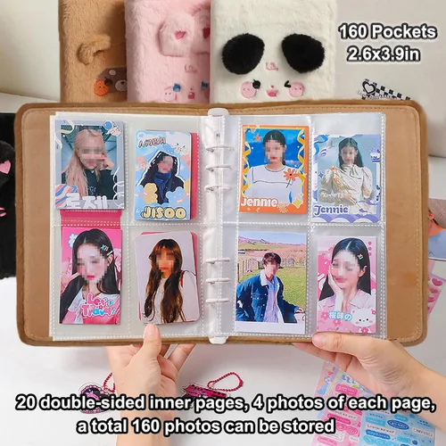 Miniatura 4 de Carpeta A5 de dibujos animados de felpa para tarjetas fotográficas con 20 fundas interiores de 3 pulgadas para álbumes de fotos en hojas sueltas