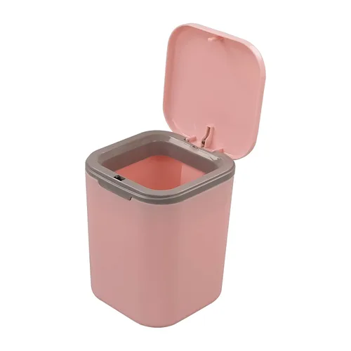Miniatura 10 de Morcte - Cubo de basura pequeño de 0.5 galones, mini bote de basura gris para escritorio Mini papelera de escritorio, tapa de botón
