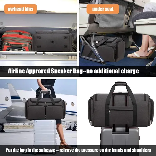 Miniatura 25 de Bolsa de deporte para zapatos de viaje, bolsa de lona para hombres y mujeres, gimnasio, deporte, equipaje, bolsa de transporte, divisor de bolsa
