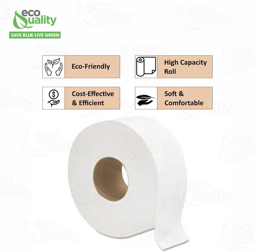 Miniatura 2 de EcoQuality Paquete de 6 rollos de papel higiénico de baño de 2 capas de 9 pulgadas de diámetro, blanco, 1000 pies por rollo, dispensador de papel