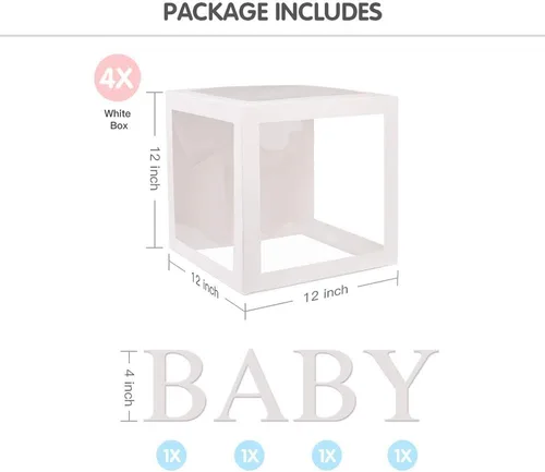 Miniatura 2 de VOVOV Cajas transparentes para bebés con letras para decoración de revelación de género, bloques transparentes para baby shower, decoración de caja