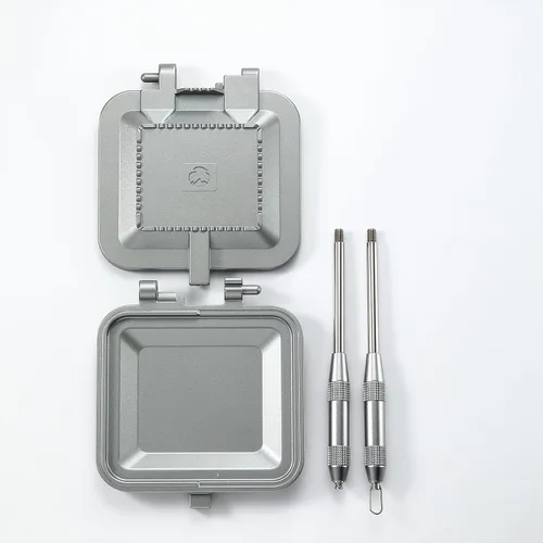 Miniatura 2 de camping moon Sandwich Maker Hot Sand Single Burner Gas Fire Open Fire Compact Aluminum TT-1315 Plateado