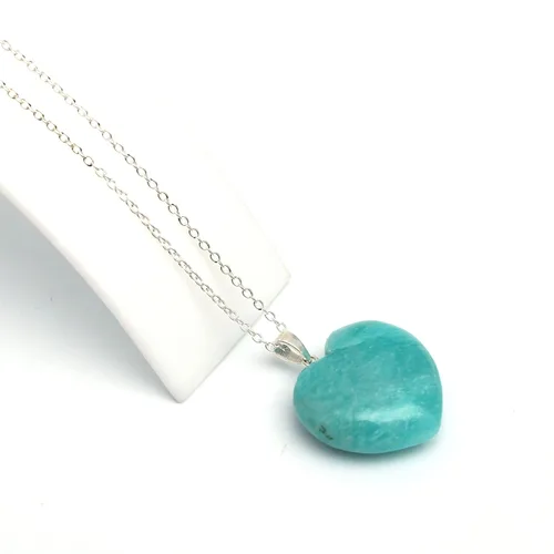Miniatura 4 de Gempires Natural Tiendaite Heart Crystals Pendant Necklace, Silver Plated 18 + 2 Inch Adjustable Chain (Tiendaite)