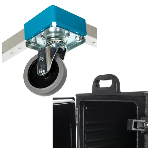 Miniatura 5 de Carlisle PC300N03 Cateraide - Porta bandejas de alimentos aisladas con carga final, capacidad para 5 sartenes, negro + Cateraide PC300N - Carretilla