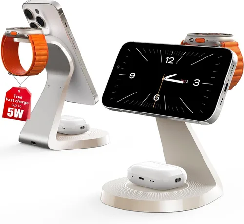 Miniatura 11 de Estación de carga 3 en 1 para dispositivos Apple, soporte de cargador Mag-Safe de carga rápida, cargador inalámbrico para iPhone serie