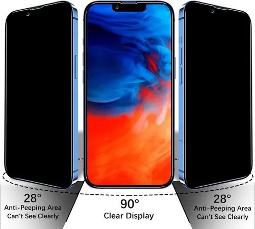 Miniatura 3 de Paquete de 2 protectores de pantalla de privacidad diseñados para iPhone 13 Mini de 5.4 pulgadas, vidrio templado antiespía, antiarañazos, sin