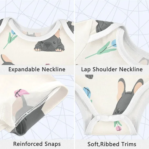 Miniatura 3 de vvfelixl Bodys de bebé de manga corta de algodón ropa de bebé para niños divertidos trajes de bebé para niñas 0-24 meses