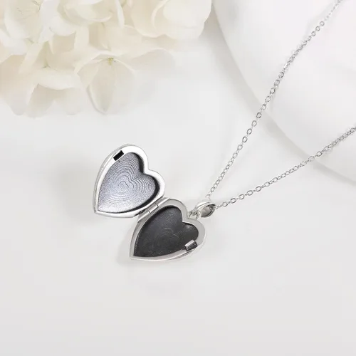 Miniatura 5 de URONE Collar con medallón de corazón de mariposa de plata de ley 925, collar con colgante de mariposa que sostiene fotos medallón de fotos, joyería