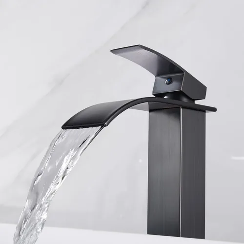 Miniatura 25 de Midanya Grifo de baño con boquilla de cascada de una sola manija, grifo de lavabo de baño de 1 agujero, moderno grifo de lavabo de lavabo de RV